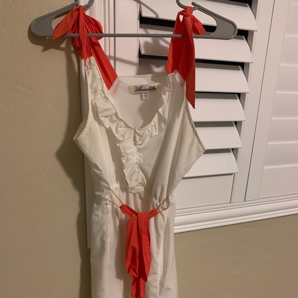 White with peach accent dress